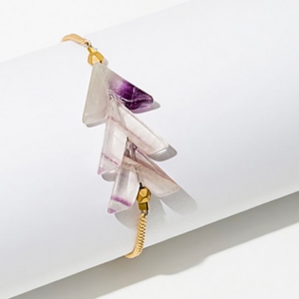 Fluorite brass faceted bead bracelet.